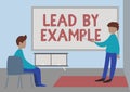 Text caption presenting Lead By Example. Business concept Be a mentor leader follow the rules give examples Coach Royalty Free Stock Photo