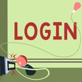 Text caption presenting Login. Business concept Entering website Blog using username and password Registration