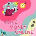 Text caption presenting Make Money Online. Word Written on Business Ecommerce Ebusiness Innovation Web Technology