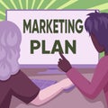 Text caption presenting Marketing Plan. Word for overall business strategy formed which they will implement Couple