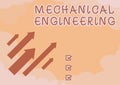 Text caption presenting Mechanical Engineering. Business approach deals with Design Manufacture Use of Machines