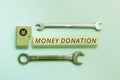 Inspiration showing sign Money Donation. Business concept a charity aid in a form of cash offered to an association