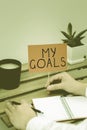 Handwriting text My Goals. Conceptual photo Future or desired result that a person commits to achieve