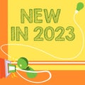 Text caption presenting New In 2023. Business approach list of fresh things got introduced this year or the next