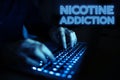 Text caption presenting Nicotine Addiction. Word Written on condition of being addicted to smoking or tobacco consuming Royalty Free Stock Photo