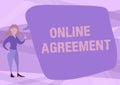 Text caption presenting Online Agreement. Internet Concept contracts that are created and signed over the Internet