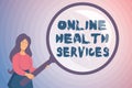 Text caption presenting Online Health Services. Internet Concept healthcare delivered and enhanced through the internet
