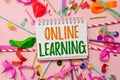 Conceptual display Online Learning. Business idea Larning with the assistance of the Internet and a computer Colorful Royalty Free Stock Photo