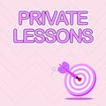 Text caption presenting Private Lessons. Business concept teaching which is usually paid privately by small groups