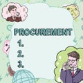 Text sign showing Procurement. Internet Concept Procuring Purchase of equipment and supplies