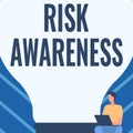 Text caption presenting Risk Awareness. Business overview recognizing factors that may cause a lifethreatening effect