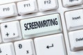 Text caption presenting Screenwriting. Word Written on the art and craft of writing scripts for media communication Royalty Free Stock Photo