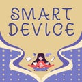 Text caption presenting Smart Device. Word Written on Electronic gadget that able to connect share interact with user