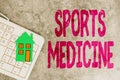 Text sign showing Sports Medicine. Business showcase treatment and prevention of injuries related to sports Saving Money