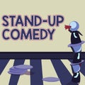 Handwriting text Stand Up Comedy. Word for Comedian performing speaking in front of live audience