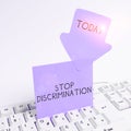 Text caption presenting Stop Discrimination. Concept meaning Prevent Illegal excavation quarry Environment Conservation Royalty Free Stock Photo