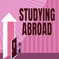 Text caption presenting Studying Abroad. Business idea learn outside of home in foreign country Travelling Lady Standing Royalty Free Stock Photo