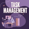 Text caption presenting Task Management. Internet Concept the process of managing a task through its life cycle Man Royalty Free Stock Photo