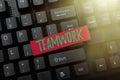 Text showing inspiration Teamwork. Business showcase combined action of group especially when effective and efficient Royalty Free Stock Photo