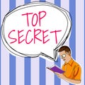 Text caption presenting Top Secret. Business approach telling someone important data or information that he cant tell Royalty Free Stock Photo