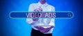 Conceptual caption Video Ads. Business idea Engage audience in the form of video content advertising