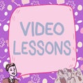 Text showing inspiration Video Lessons. Business idea Online Education material for a topic Viewing and learning Royalty Free Stock Photo