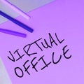 Text caption presenting Virtual Office. Conceptual photo Mobile work-environment equipped with telecommunication links