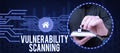 Text caption presenting Vulnerability Scanning. Word for defining identifying prioritizing vulnerabilities Royalty Free Stock Photo