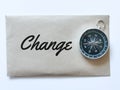 Text change written on brown envelope Royalty Free Stock Photo