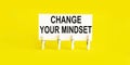 Text Change Your Mindset on the white short note paper yellow background Royalty Free Stock Photo