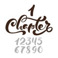 Text Chapter. One and other numbers. Calligraphy lettering hand drawn text. Flourish light vintage style for wedding, book,
