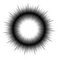 Text circle frame in manga, anime comics. Radial motion lines. Black and white monochrome illustration. The expression of thoughts