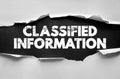 Text CLASSIFIED INFORMATION about confidential data, secrecy, and restricted access Royalty Free Stock Photo