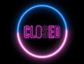 Text of `CLOSED` with neon light loop animation. Abstract creative object Royalty Free Stock Photo