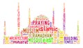 Text cloud and arrangement with mosque shape concept Royalty Free Stock Photo