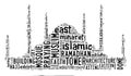 Text cloud and arrangement with mosque shape concept Royalty Free Stock Photo