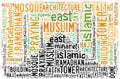 Text cloud and arrangement with mosque shape concept Royalty Free Stock Photo