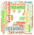 Text cloud of taekwondo with shape Royalty Free Stock Photo