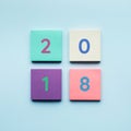 2018 text on colorful notepaper