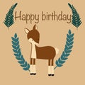 Text with congratulations and with roe deer. Happy birthday poster