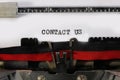 Text CONTACT US on the old typewriter Royalty Free Stock Photo