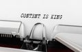 Text Content is King typed on retro typewriter