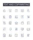 Text and copywriting line icons collection. Wordsmithing, Writing, Scripting, Authoring, Composing, Penning, Drafting Royalty Free Stock Photo