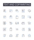 Text and copywriting line icons collection. Wordsmithing, Writing, Scripting, Authoring, Composing, Penning, Drafting