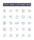 Text and copywriting line icons collection. Wordsmithing, Writing, Scripting, Authoring, Composing, Penning, Drafting Royalty Free Stock Photo