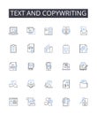 Text and copywriting line icons collection. Wordsmithing, Writing, Scripting, Authoring, Composing, Penning, Drafting Royalty Free Stock Photo