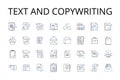 Text and copywriting line icons collection. Wordsmithing, Writing, Scripting, Authoring, Composing, Penning, Drafting Royalty Free Stock Photo