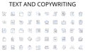 Text and copywriting line icons collection. GPS, Compass, Maps, Compasses, Navigation, Roadmaps, Bearings vector and