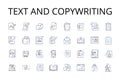 Text and copywriting line icons collection. Wordsmithing, Writing, Scripting, Authoring, Composing, Penning, Drafting Royalty Free Stock Photo