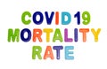 Text COVID-19 MORTALITY RATE on white background